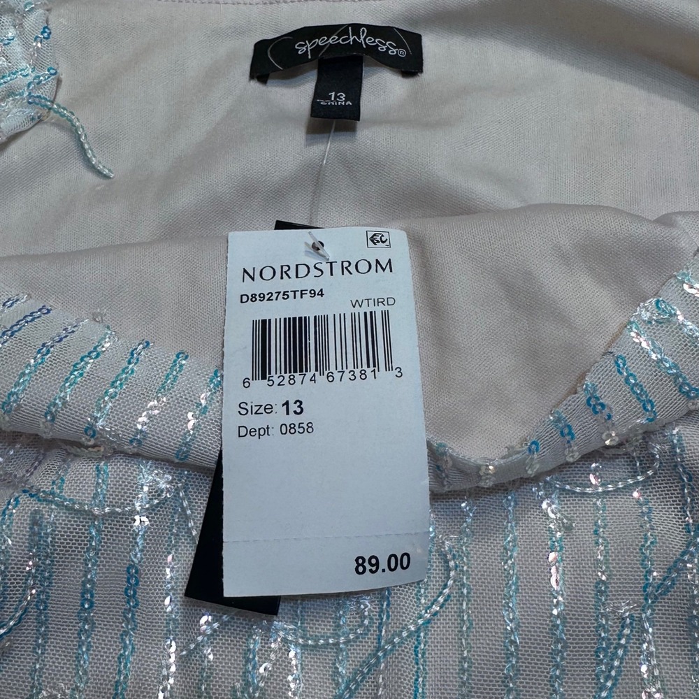 NWT Speechless Women Size 13 White Sequin Long Sleeve Mini Dress New Year Party - Picture 2 of 12